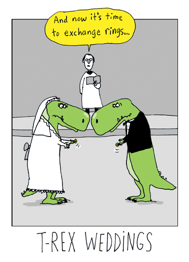 TRex Weddings Cartoons Ecard Cover