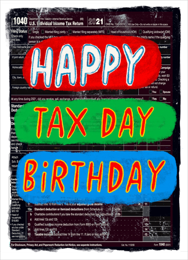 Tax Day Birthday April Birthday Card Cover
