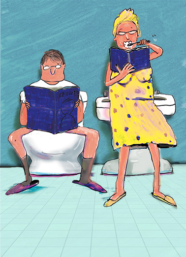 Toilet Friends 5x7 greeting Ecard Cover