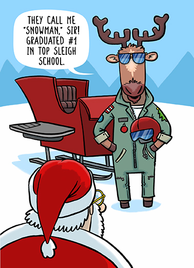 Top Gun Reindeer Christmas Card Cover