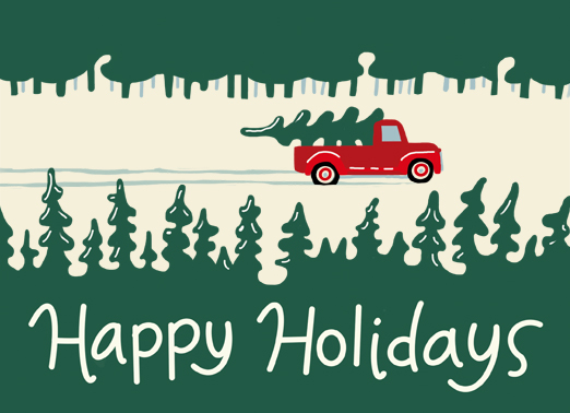 Truck In Forest Christmas Card Cover