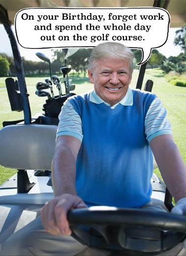 Trump Golf Cart Birthday  Card Cover