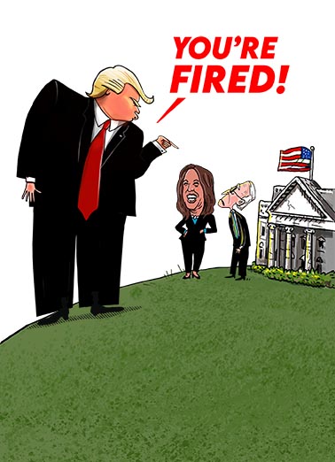 Trump Kamala Fired White House Card Cover