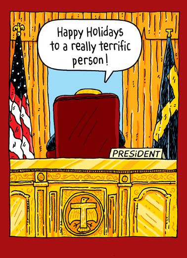 Trump Oval Office Holiday Cartoons Ecard Cover