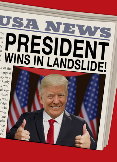 Trump Wins Newspaper Funny Political Card Cover