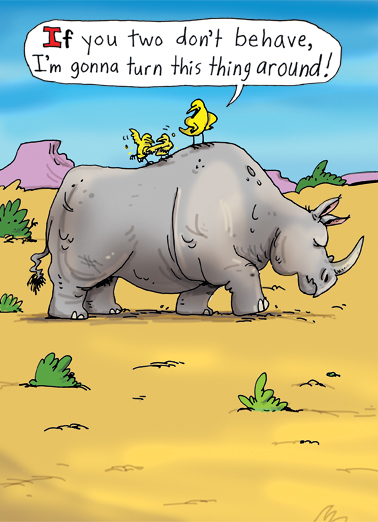 Turn Rhino Around Funny Animals Card Cover