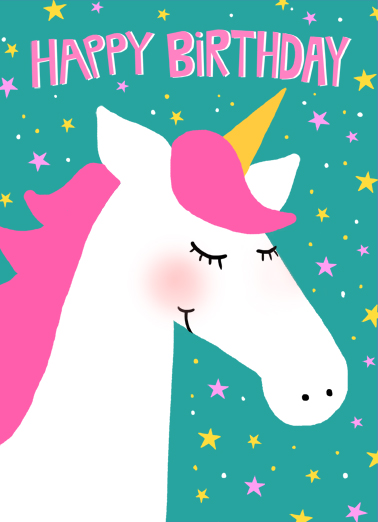 Unicorn Birthday Megan Card Cover