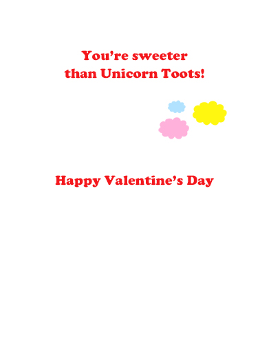 Val Unicorn Toots Valentine's Day Ecard Inside