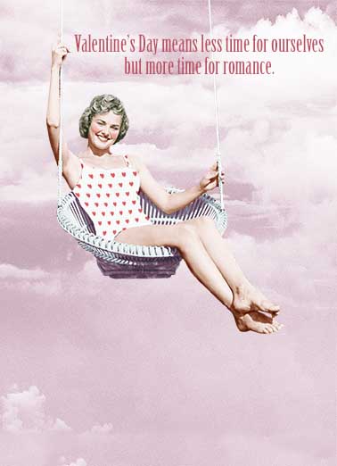 Val Woman Swinging Valentine's Day Card Cover