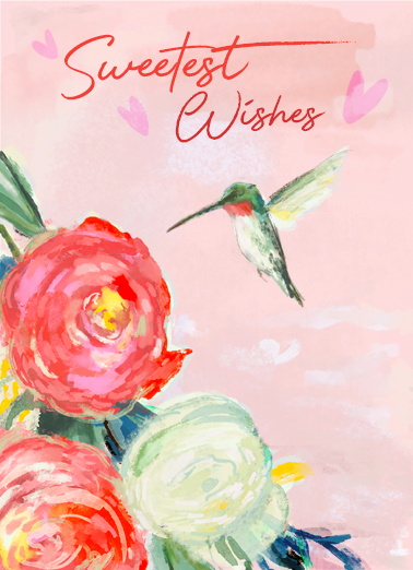 Valentine Hummingbird Flowers Card Cover