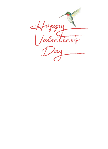 Valentine Hummingbird Valentine's Day Card Inside