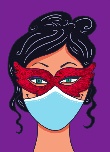 Valentine Woman Mask Quarantine Card Cover