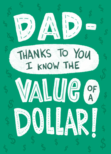 Value of a Dollar Dad Lettering Card Cover