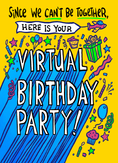 Virtual Birthday Party Funny Card Cover