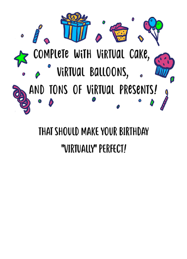 Virtual Birthday Party Funny Card Inside