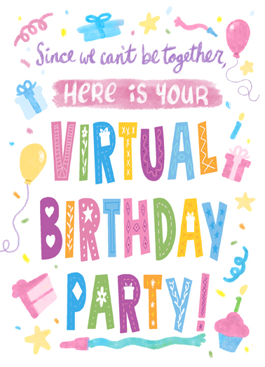 Virtual Birthday Lettering Ecard Cover