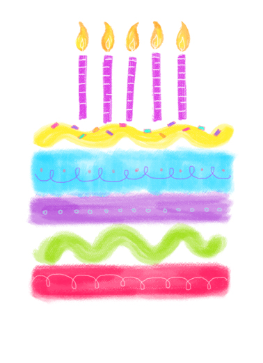 Watercolor Birthday Cake Birthday Card Cover