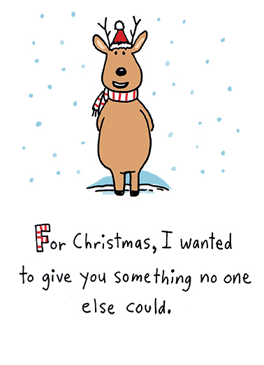 Whimsy Reindeer Hug Christmas Ecard Cover