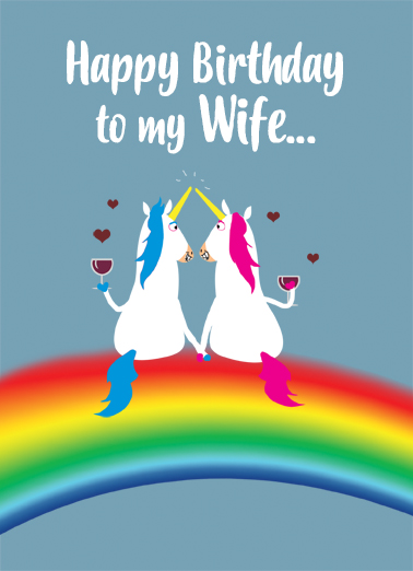 Wife Unicorn Bday  Ecard Cover