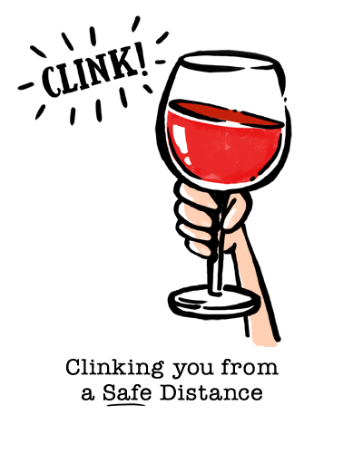 Wine Clink Distance Birthday Ecard Cover