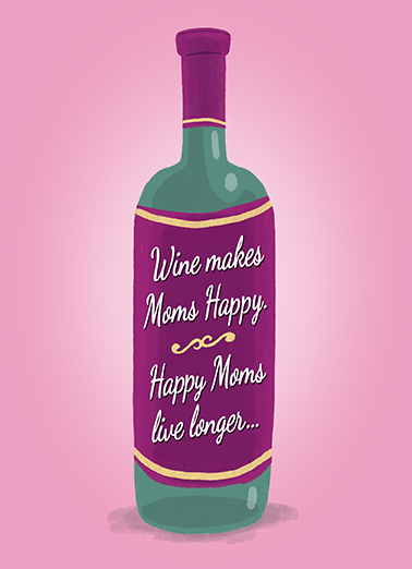 Wine Makes MOM Happy For Mom Card Cover