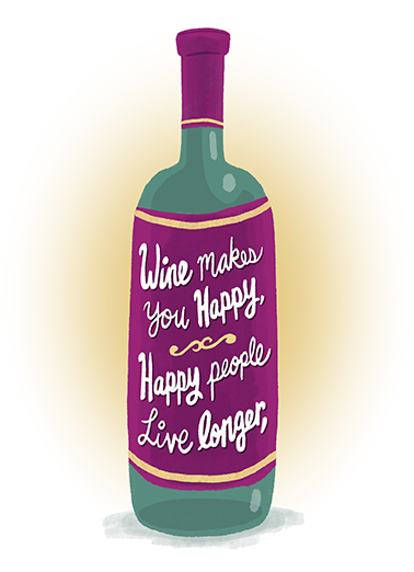 Wine Makes You Happy Birthday Card Cover