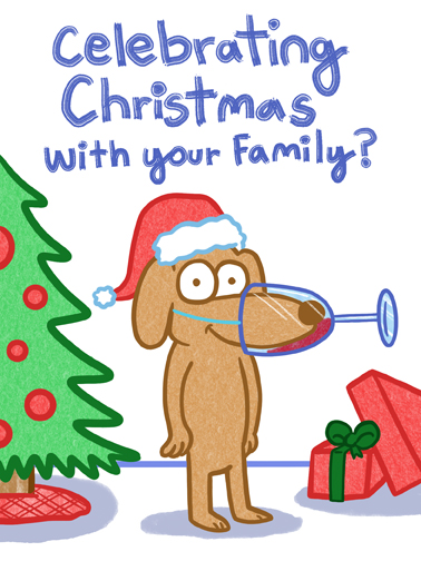 Wine Mask Critter Xmas Pandemic Ecard Cover