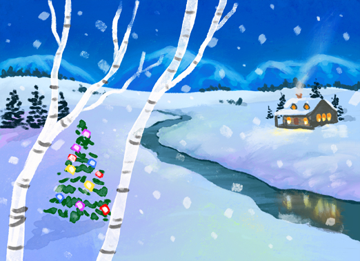 Winter Cabin Christmas Ecard Cover