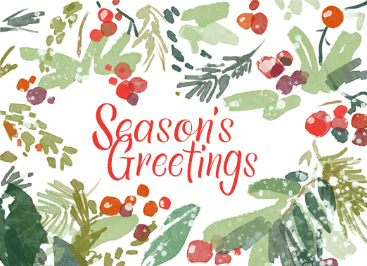 Winter Watercolor Christmas Card Cover