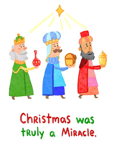 Wise Men Miracle - Funny Christmas Card to personalize and send.