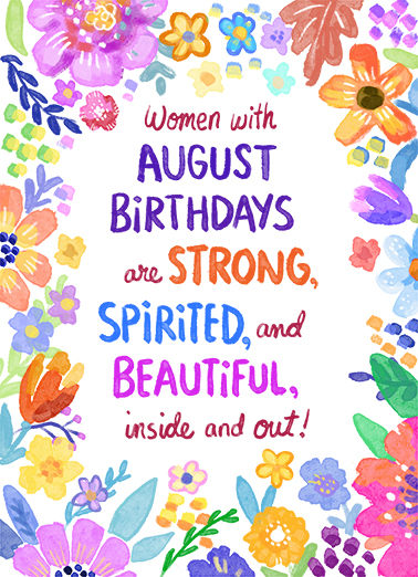 Women with August Birthdays Wishes Ecard Cover