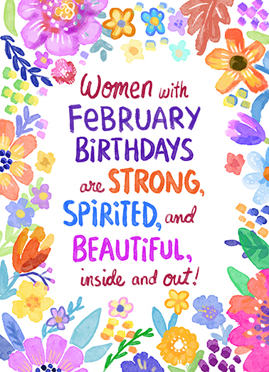 Women with Feb Birthdays Flowers Card Cover