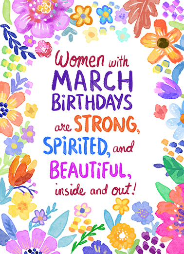 Women with March Birthdays Birthday Card Cover