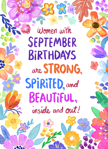 Women with September Birthdays Birthday Card Cover