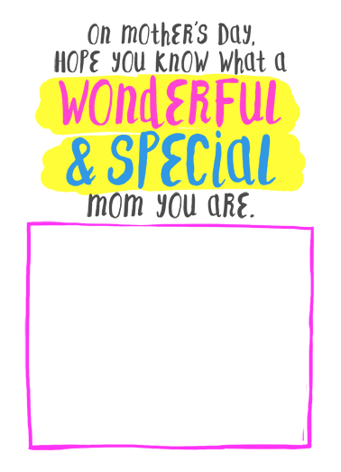 Wonderful Special Mom Mother's Day Card Cover