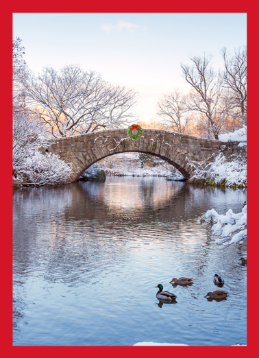 Wreath Bridge Vertical Christmas Card Cover