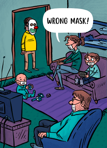 Wrong Mask Cartoons Card Cover