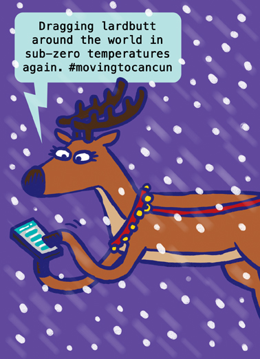 reindeer tweeting Christmas Ecard Cover